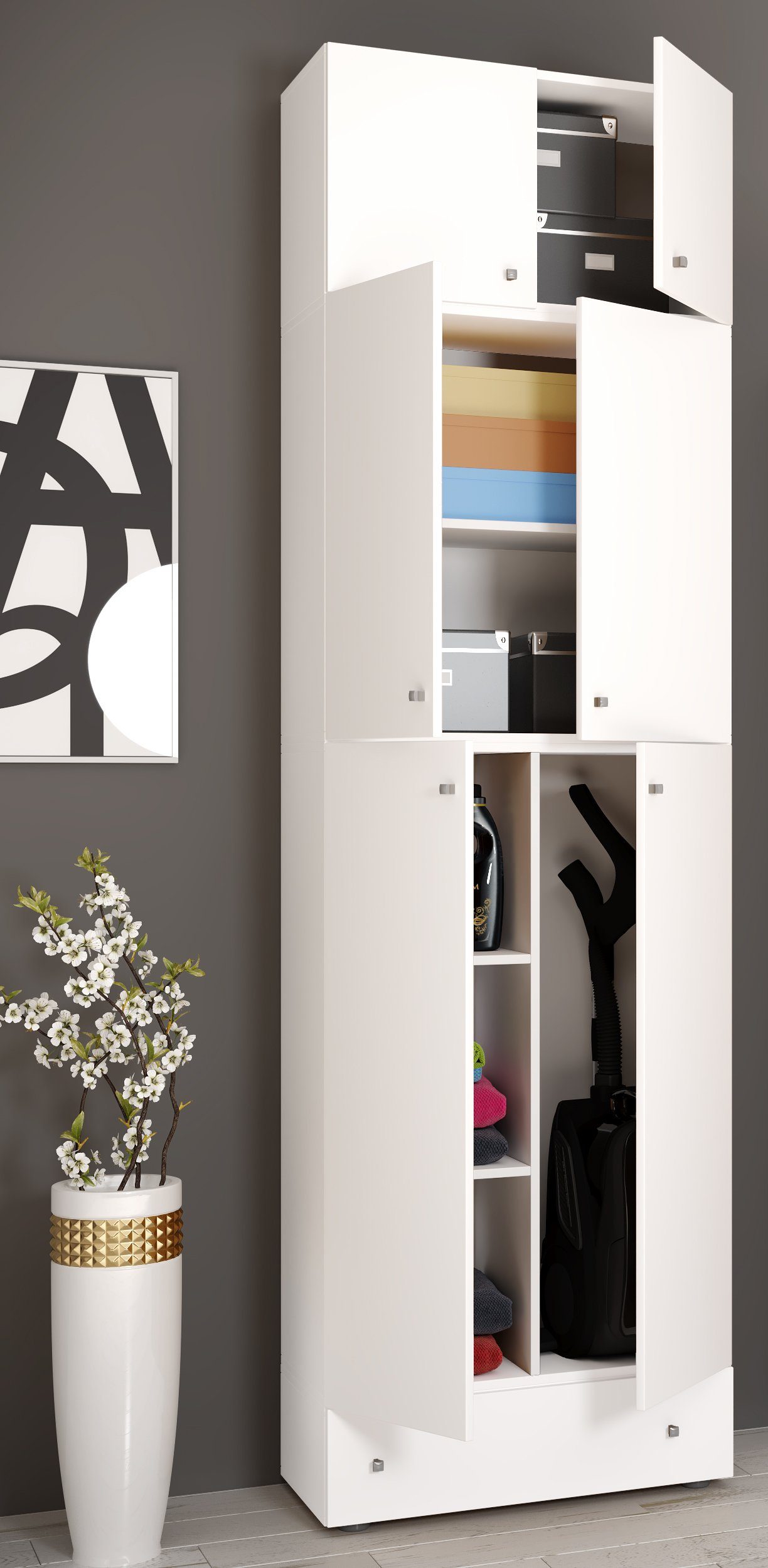 VCM Mehrzweckschrank Holz Besenschrank Staubsauger Putzschrank Lona SA (1-St)