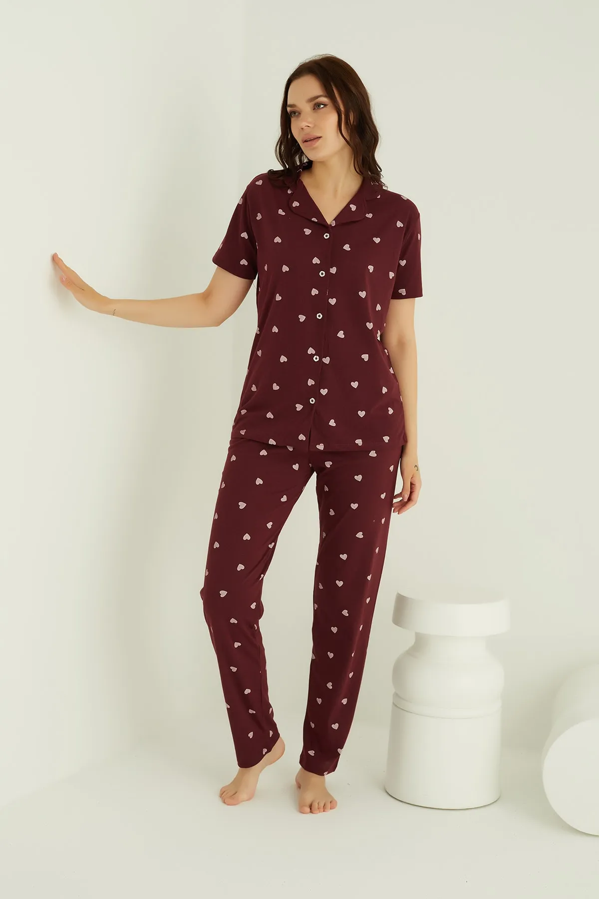 ELİTOL  Pyjama-Set aus Baumwolle mit Knöpfen