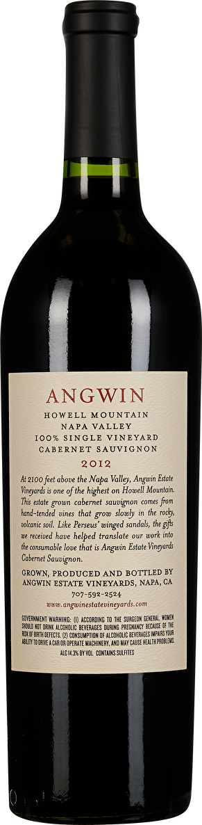 Angwin Estate Cabernet Sauvignon Howell Mountain 2012