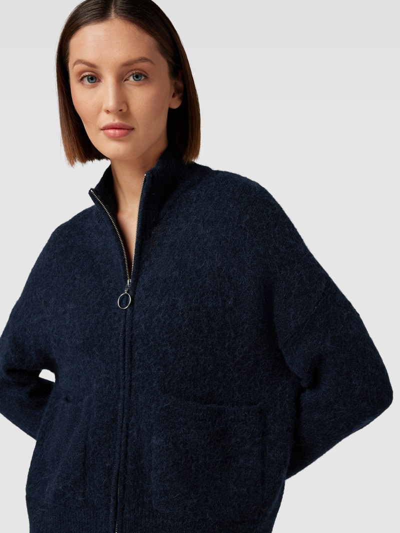 Strickjacke aus Woll-Alpaka-Mix mit Eingrifftaschen in marineblau