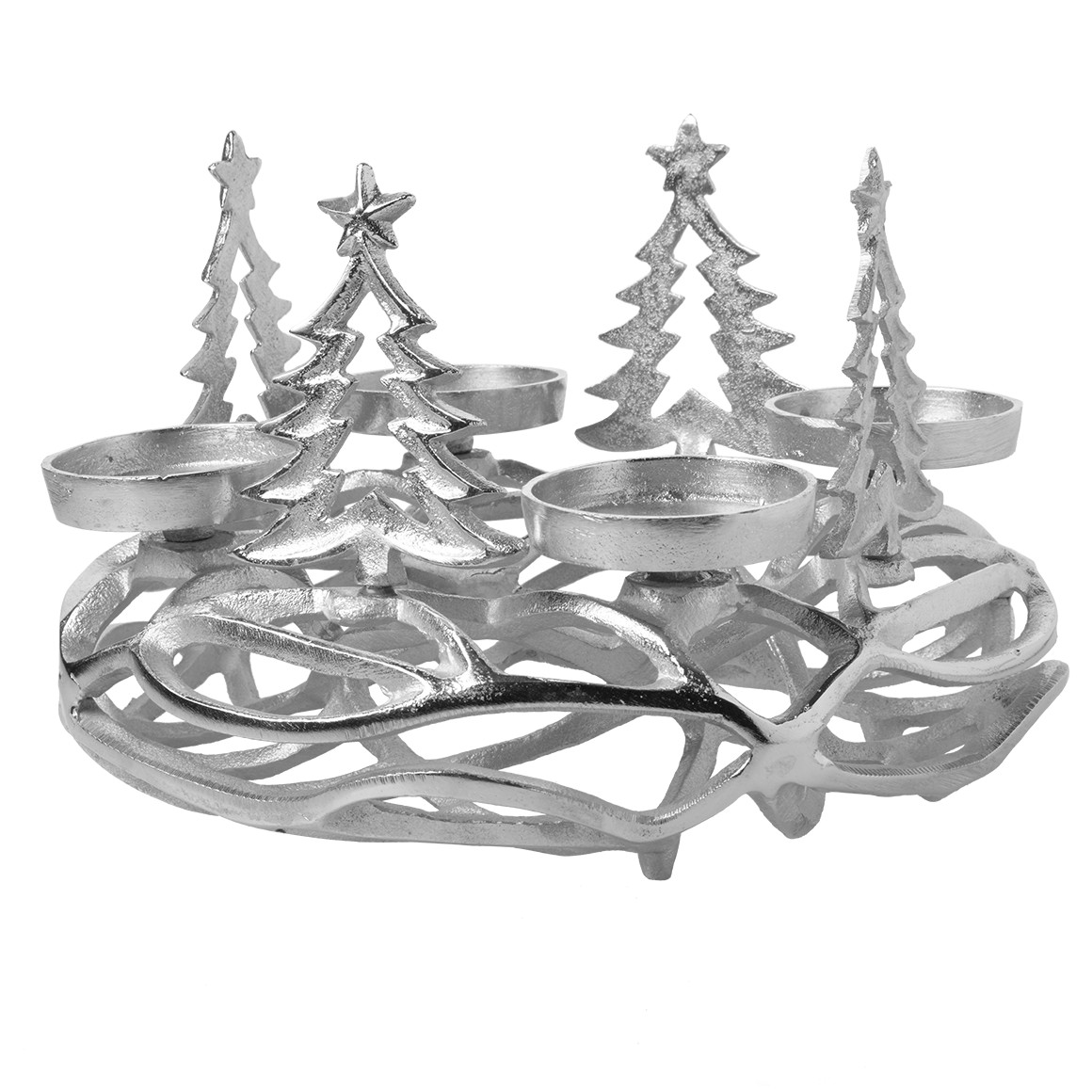 Adventskranz aus Metall silber