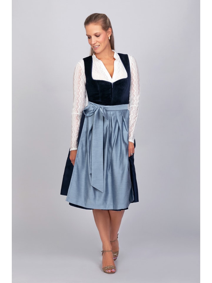 Edelnice Midi Dirndl Luna Samt Blau in blau günstig kaufen