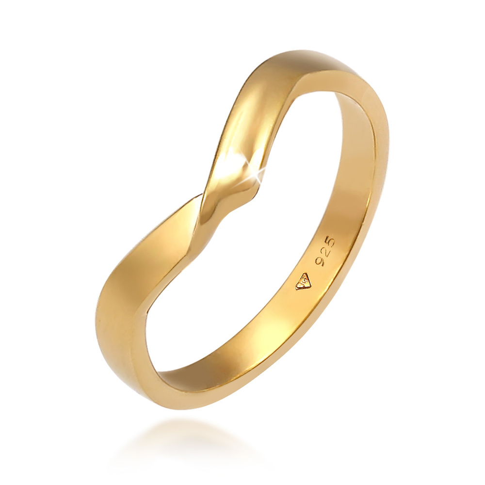 Elli Elli Bague Bague pour dames en forme de V Tendance tordue Basic Minimal en argent Bague
