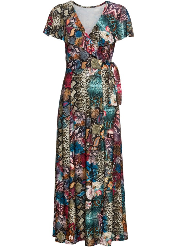 Langes Kleid mit raffiniertem Druck