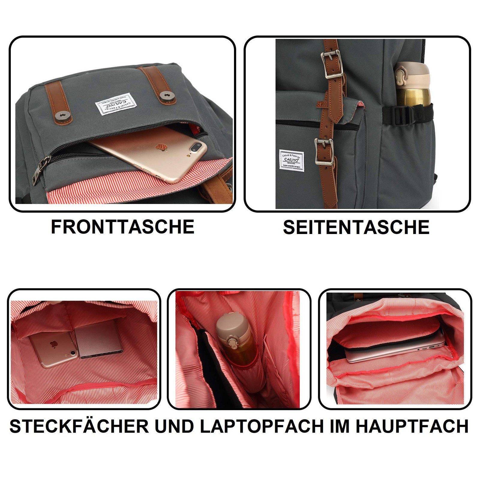 TAN.TOMI Rucksack Rucksack Groß Damen Herren Freizeitrucksack im Retro Design Reiserucksack mit 15