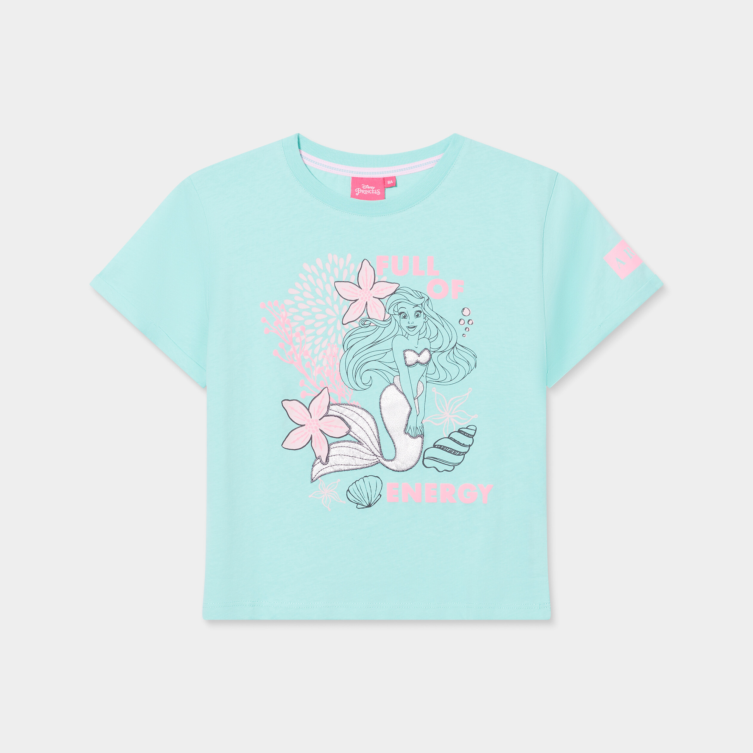 T-shirt droit coton La Petite Sirène vert fille | La Halle