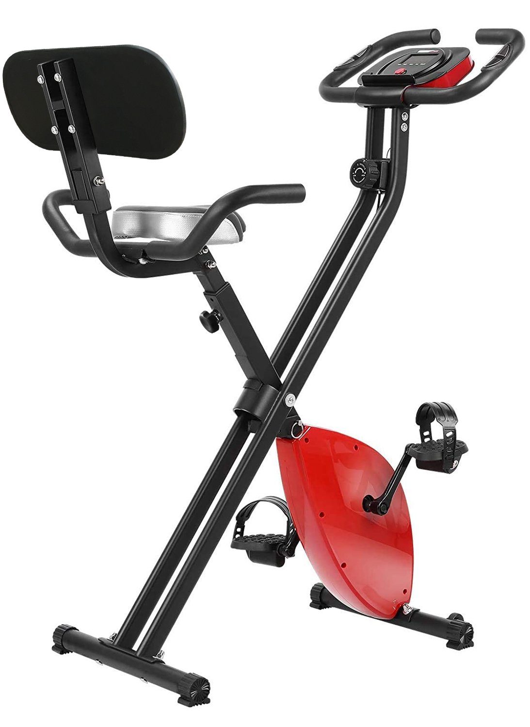 MVPower Heimtrainer X Bike, Heimtrainer Fahrrad Klappbar (mit 6kg Schwungrad), 8 Widerstandsstufen, LCD-Bildschirm, Transporträdern
