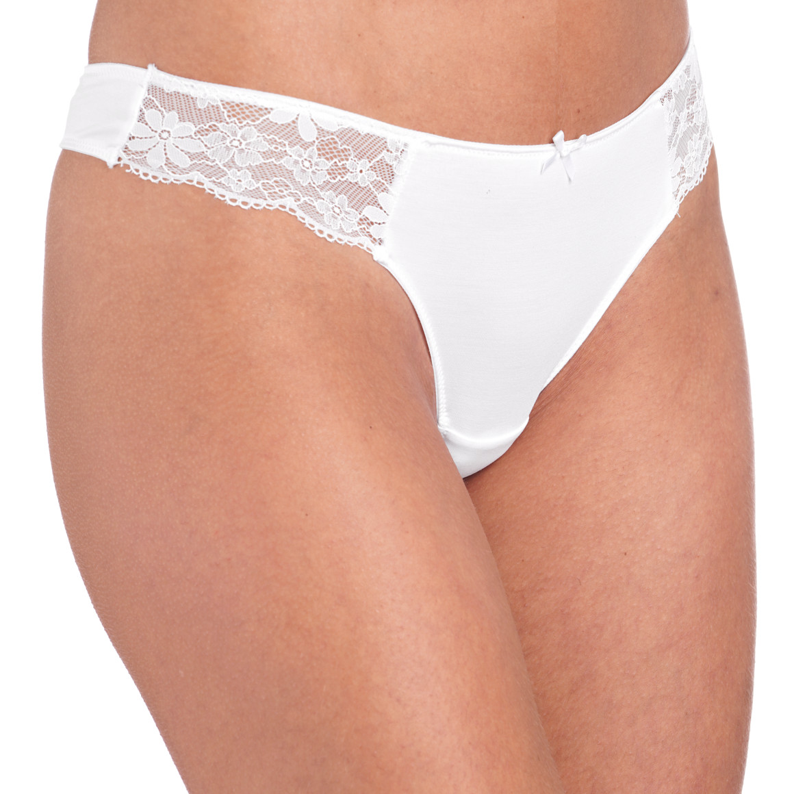 2 Damen Strings mit Spitzeneinsatz