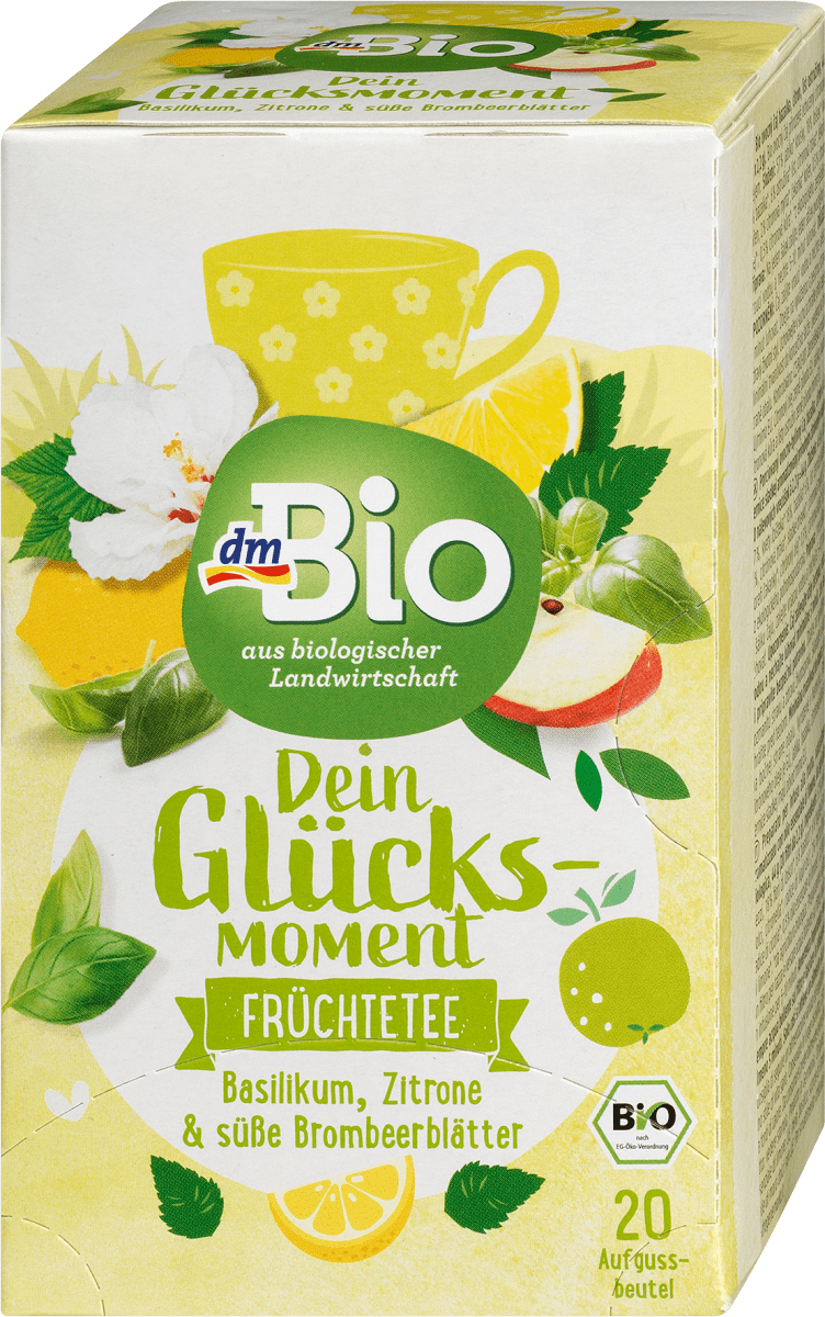 Früchtetee \Dein Glücksmoment\ mit Basilikum, Zitrone und süße Brombeerblätter (20 x 2,2g), 44 g