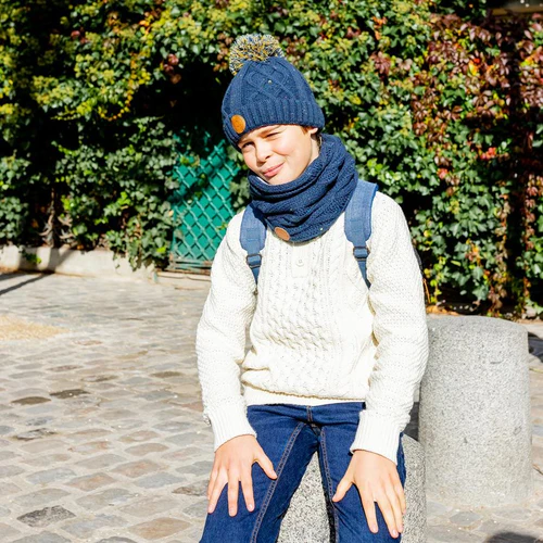 Navy Apple Juice Beanie - Navy Blue Fleece