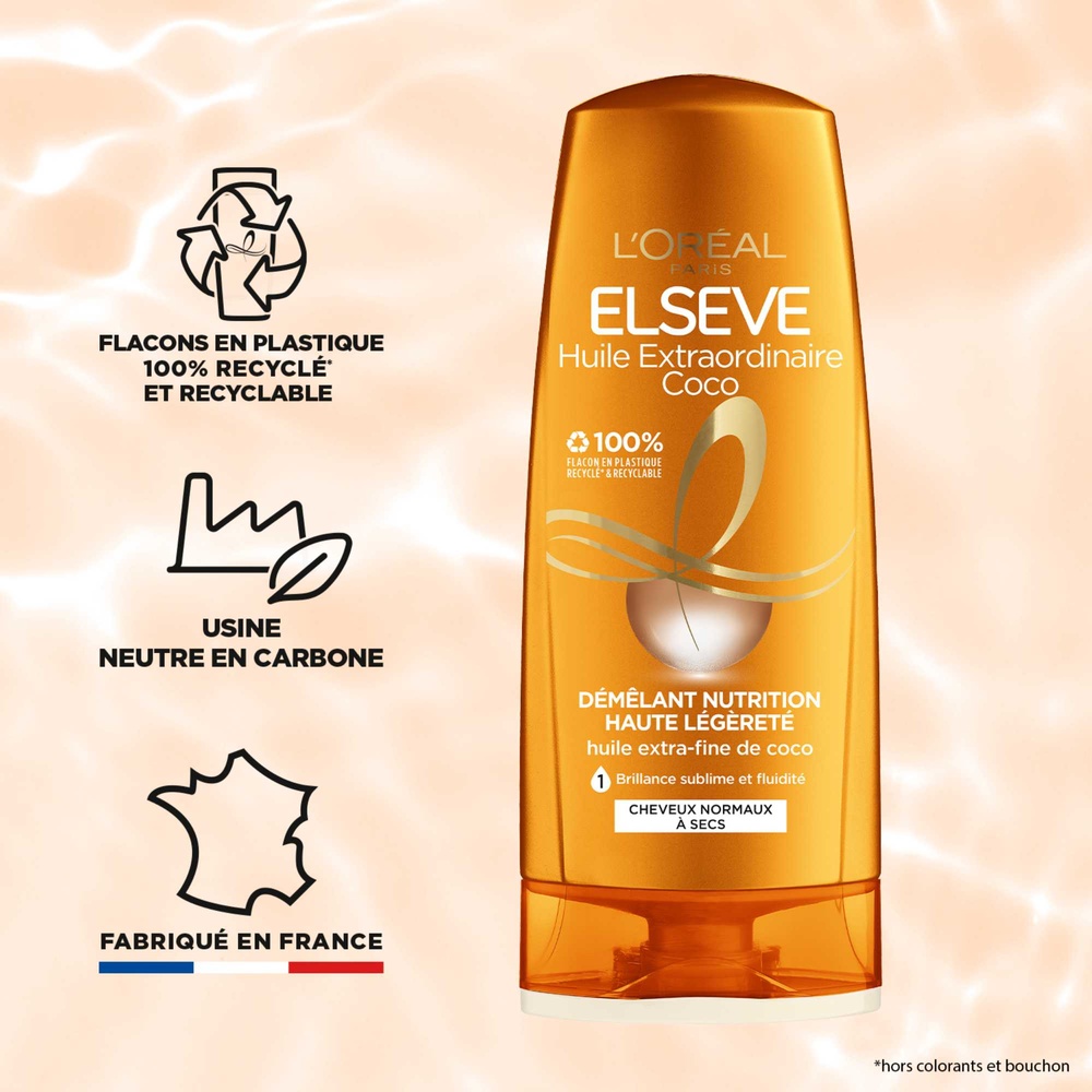 L'Oréal Paris Elseve Huile Extraordinaire Coco Après-Shampoing démêlant à l'huile extra-fine de coco nutriton haute légèreté
