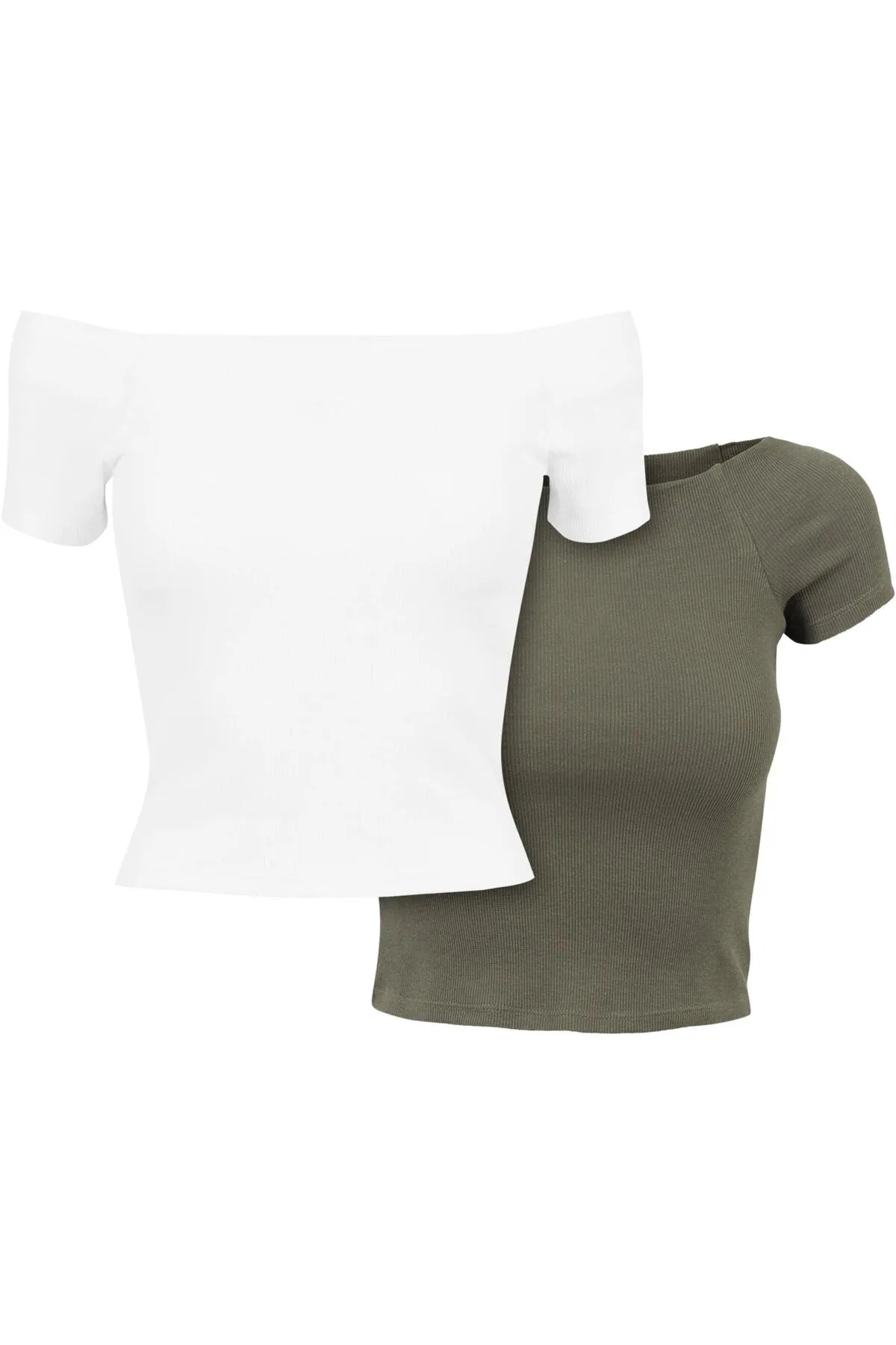 Urban Classics  Damen Ladies Off Shoulder Rib Tee 2er-Pack