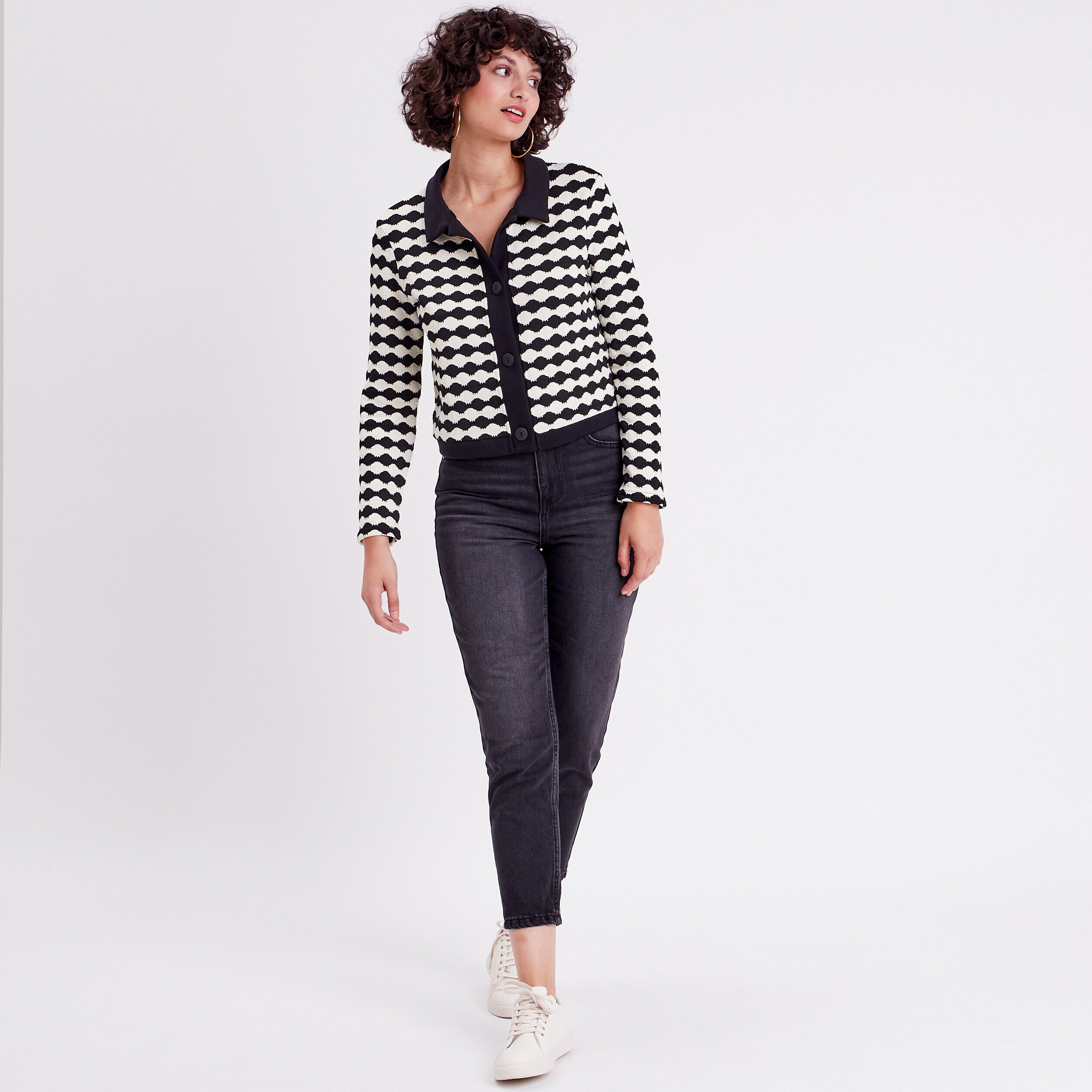 Gilet col à revers noir femme | Cache Cache