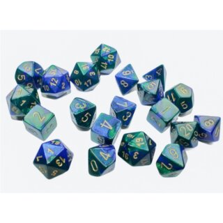 Gemini Bag of 20 Polyhedral Blue Green/Gold (Limited Edition)
