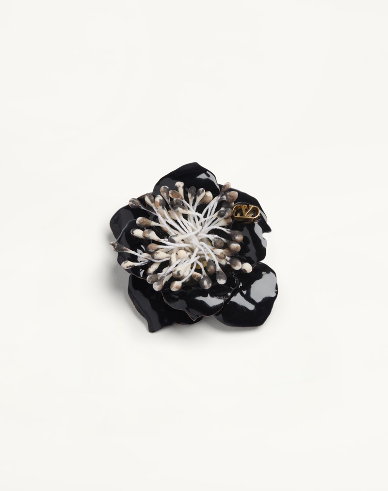 Valentino Fleur Lumineuse broche i metal, emalje og stof