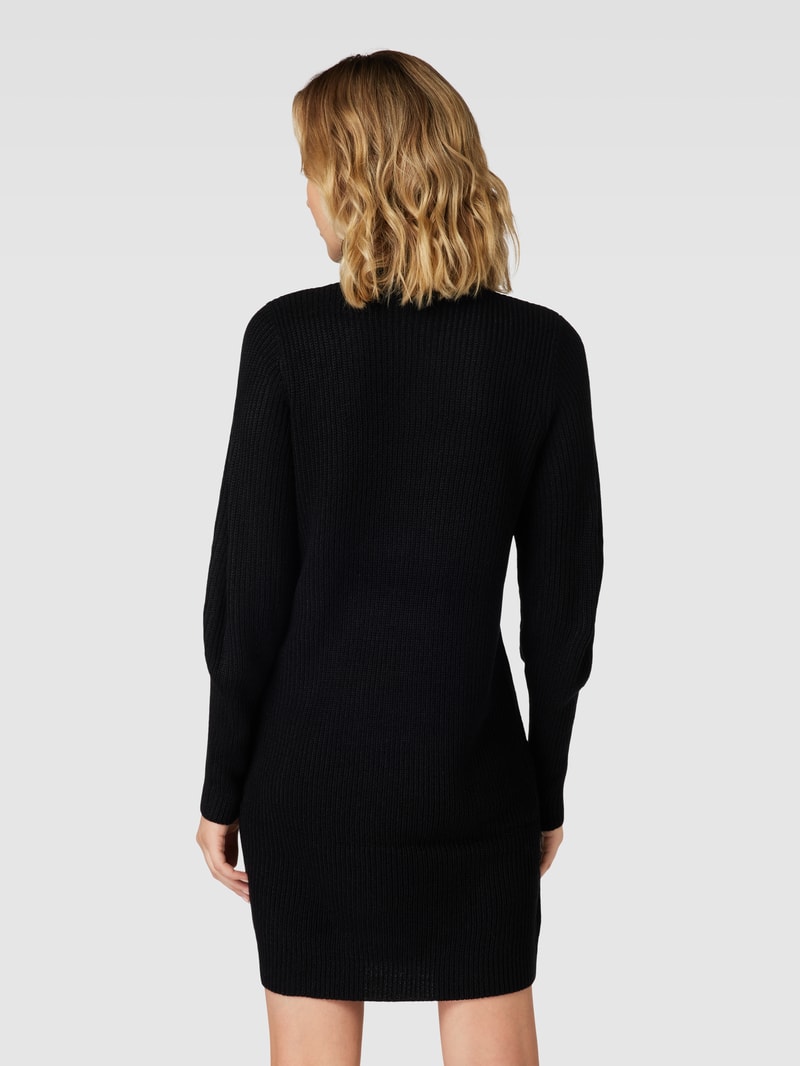 Knielanges Strickkleid mit Rollkragen Modell 'LOU' in schwarz