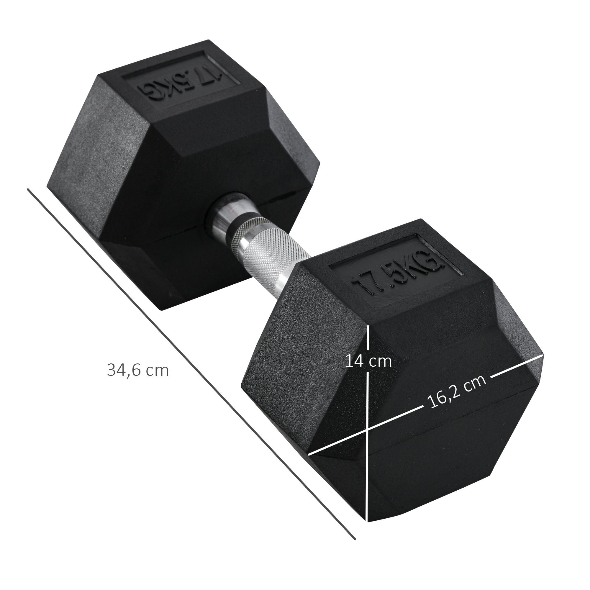 HOMCOM Hantel Kurzhantel für Zuhause, Fitness Hantel für Krafttraining, (Hexagon Gummihantel, Fitness Gewichte), aus Gusseisen