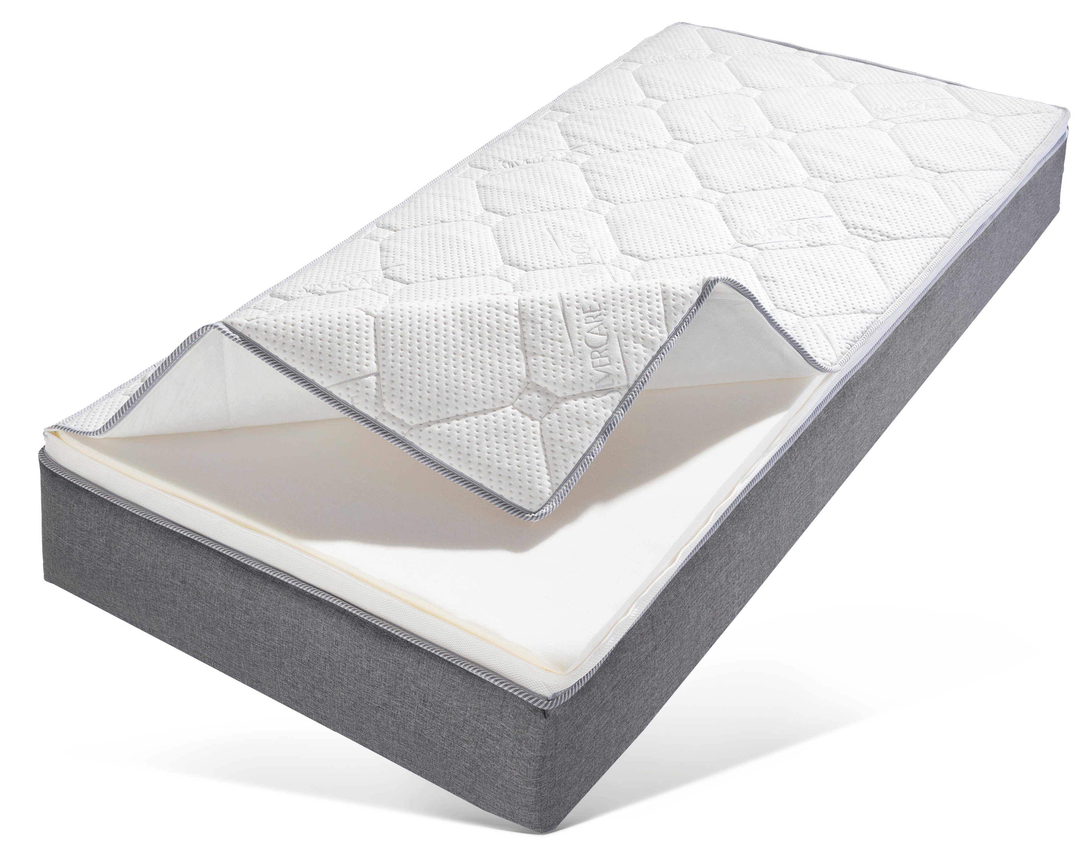 Topper Dream Protect Mittelfest, Beco, 8 cm hoch, Komfortschaum, Mehr Hygiene durch antibakterielle Silber-Ausrüstung im Bezug
