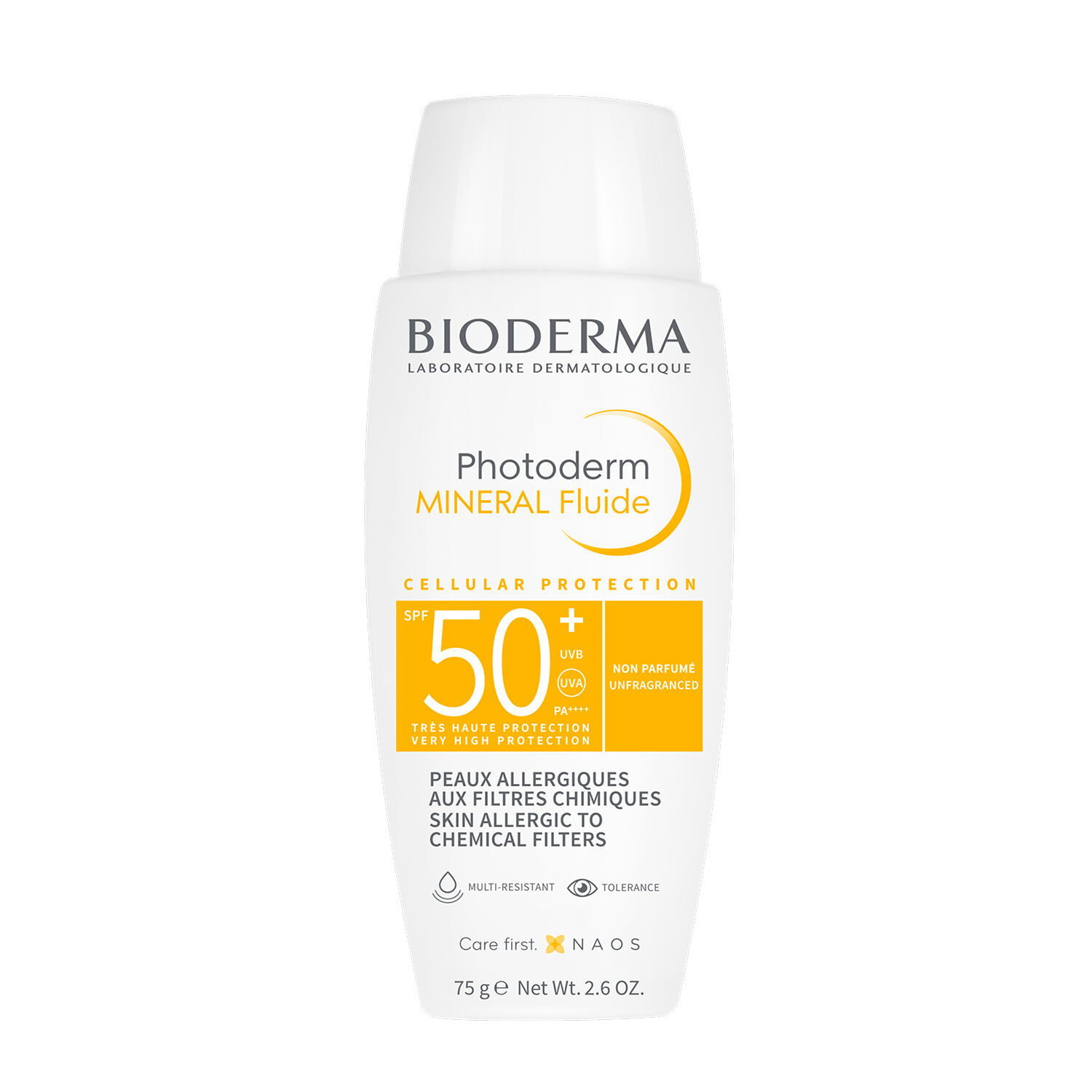 Bioderma Photoderm Mineral Fluide Pour Peaux Allergiques aux Filtres Chimiques - SPF50+ 75G