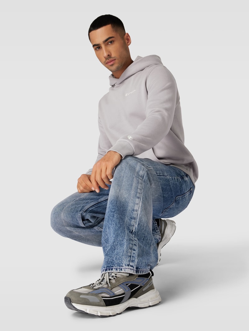 Hoodie mit Logo-Stitchings Modell 'Rochester' in hellgrau