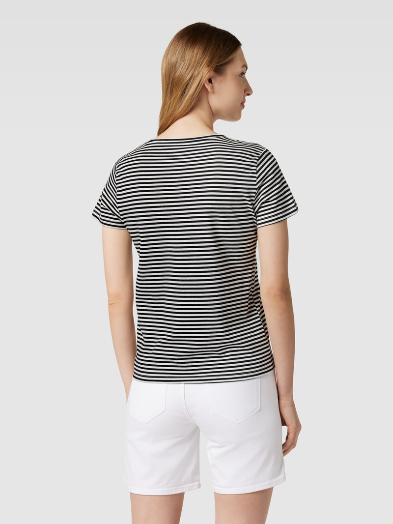 T-Shirt aus Baumwolle mit Streifenmuster in schwarz