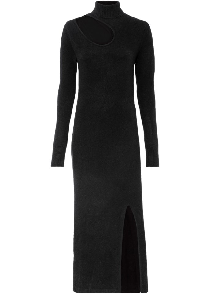 Langes Strickkleid mit Cut-Outs