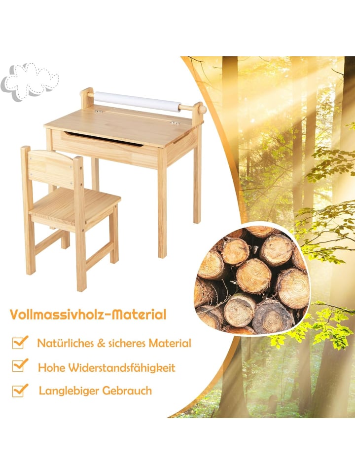 COSTWAY Schreibtisch Set ab 3 Jahren in Beige günstig kaufen onesize