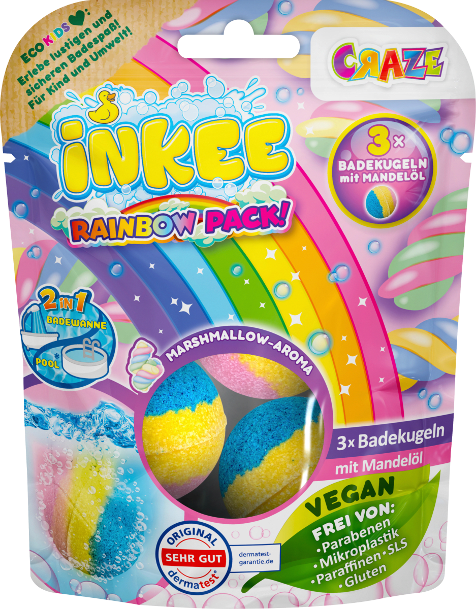 Kinder Badezusatz Badebombe Rainbow Multipack, 3 St