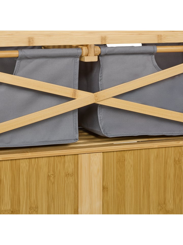 relaxdays Wäschekorb in Natur/ Grau - (B)88 x (H)95 x (T)33 cm günstig kaufen onesize