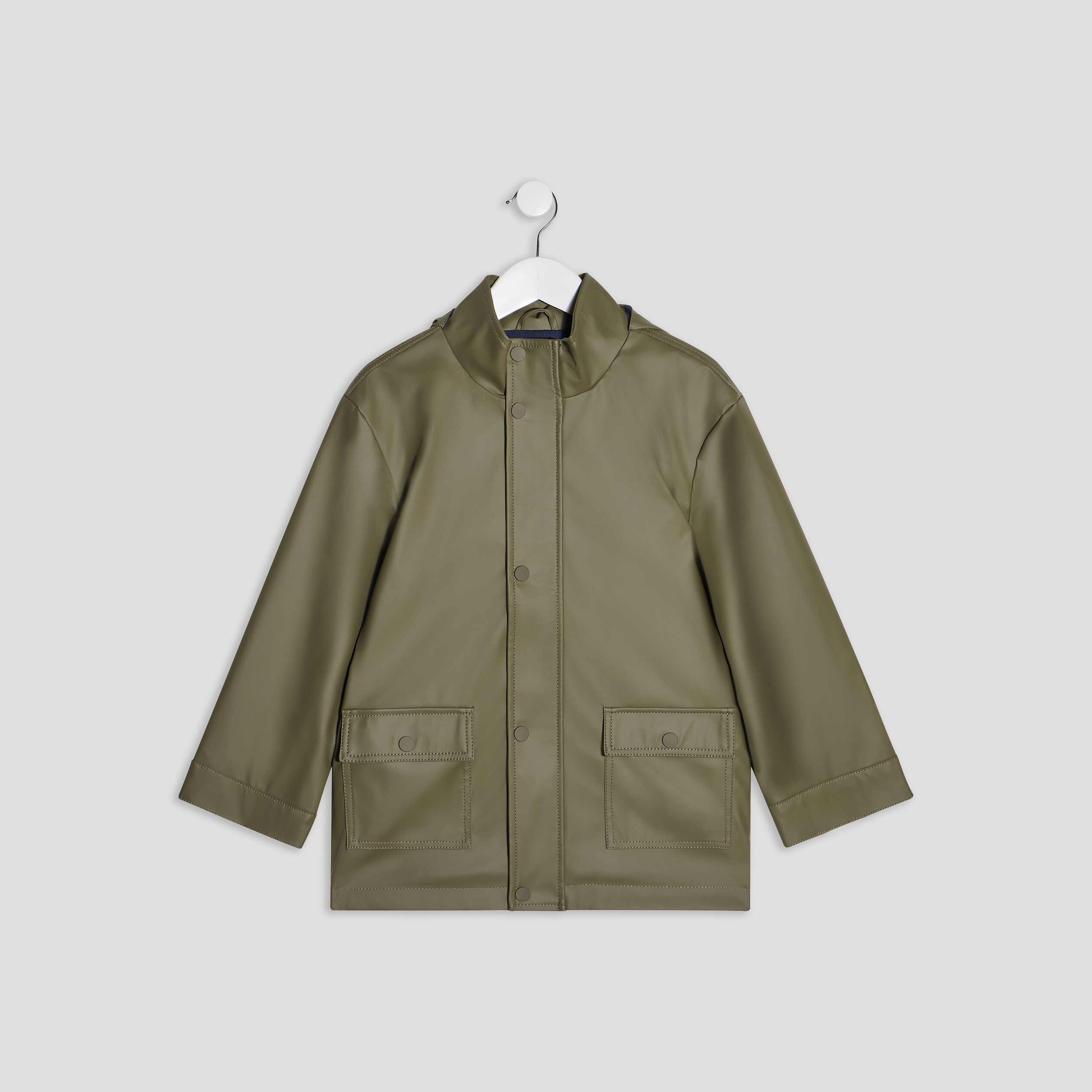 Blouson droit à capuche vert kaki garçon | La Halle