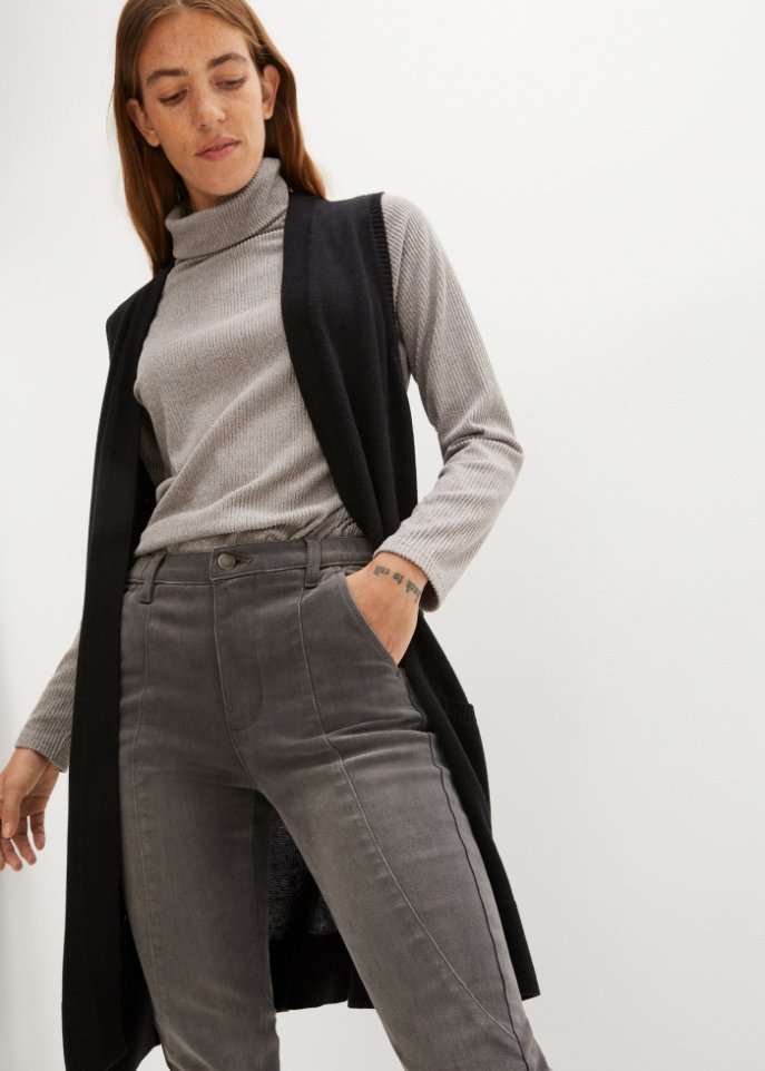 High-Waist-Stretch Thermojeans mit Fleece-Futter und streckenden Nähten