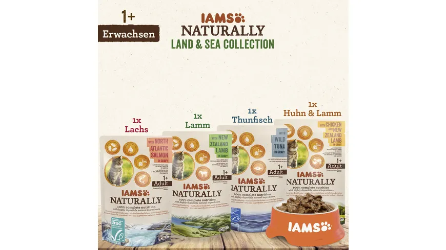 IAMS Naturally Katzennassfutter Adult Land & See Collection 340 g