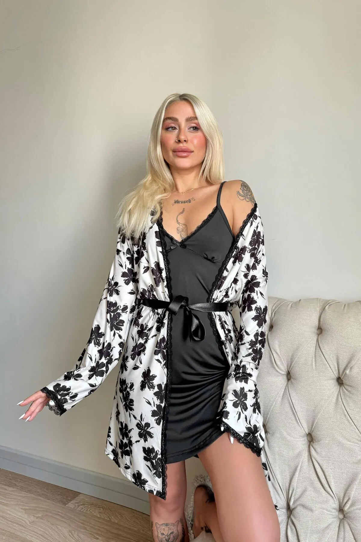 Pijamaevi  Pyjama set - Schwarz - Unifarben