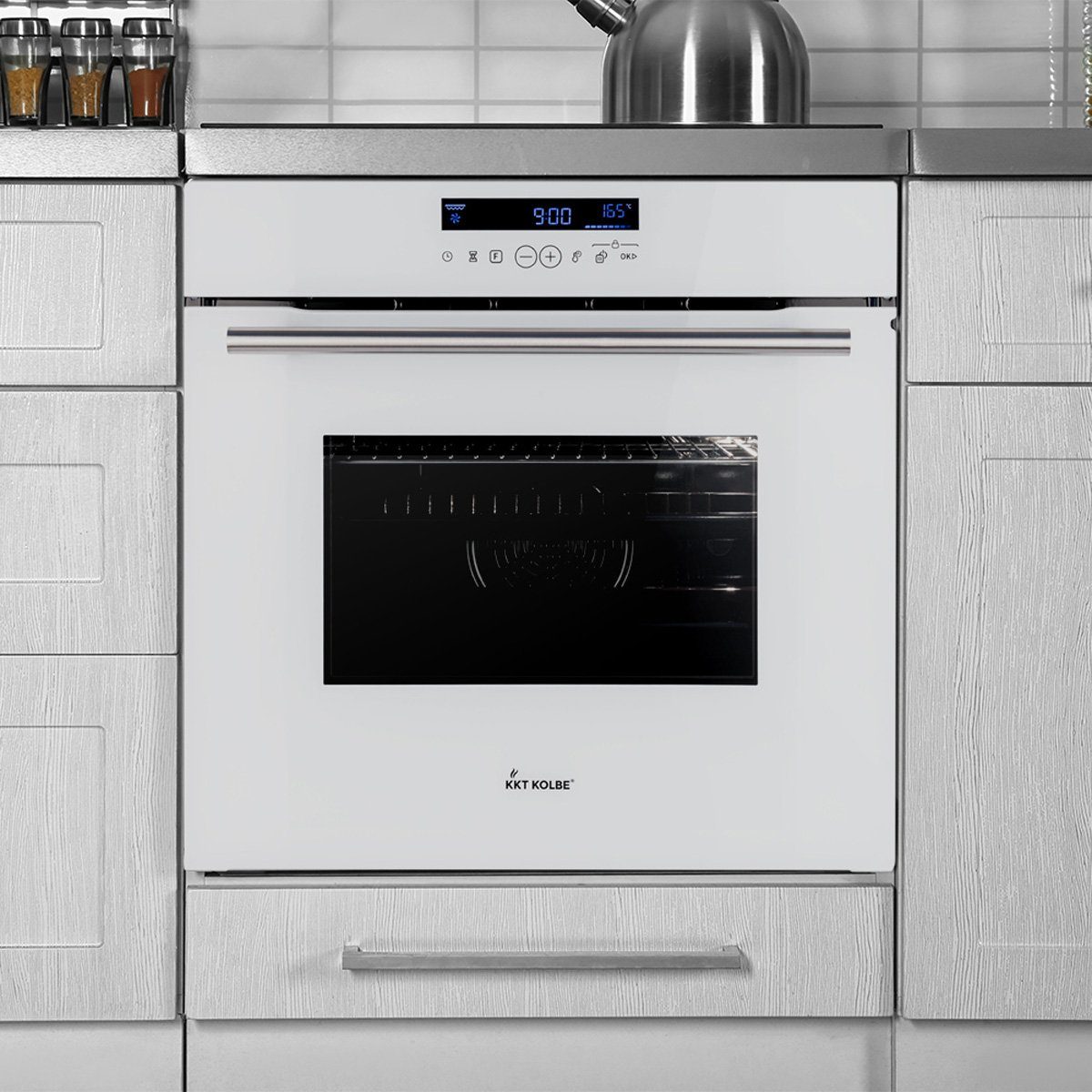 KKT KOLBE Einbaubackofen Backofen Elektroherd EB8015W, mit 2-fach Teleskopauszug, DampfClean, 60cm / 70 l / Heißluft / Touch / Teleskopauszüge / Selbstreinigung