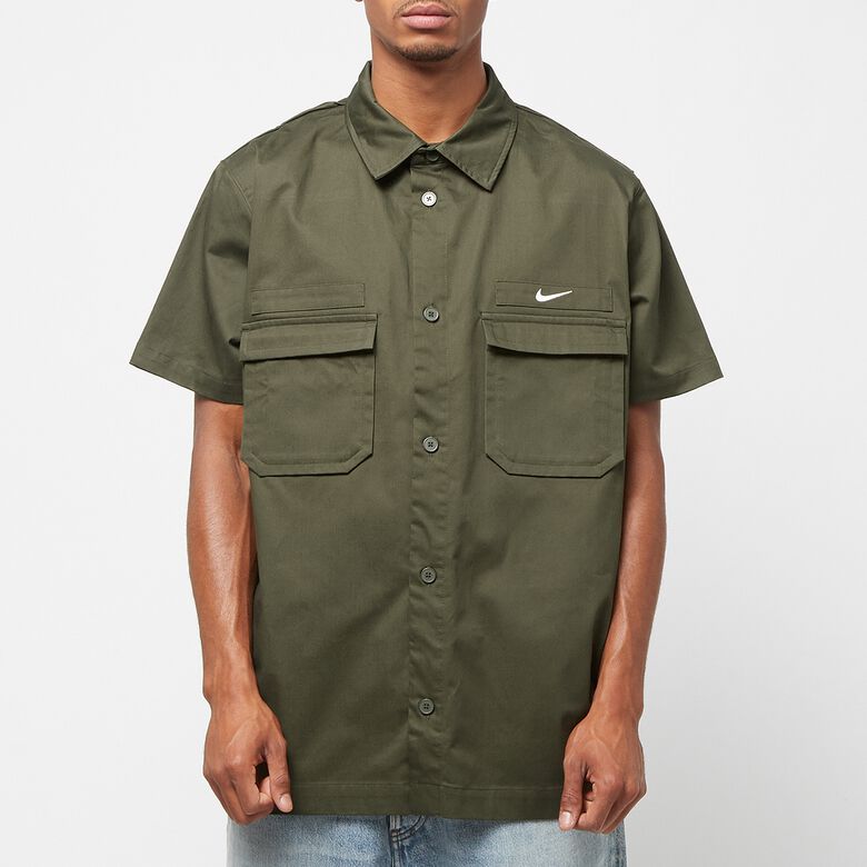 NIKE Life Woven Military Short Sleeve Botton Down Shirt cargo khaki/white