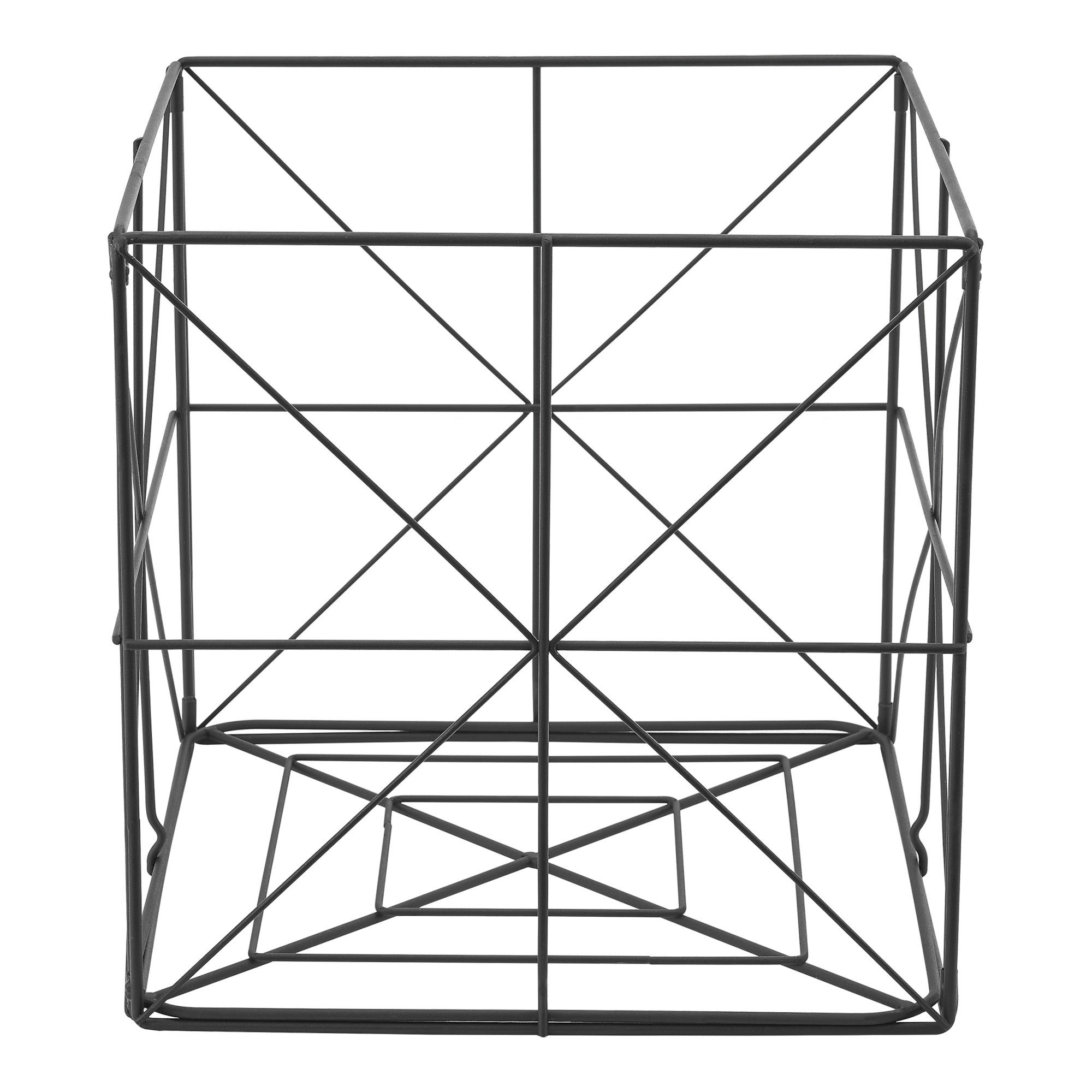 en.casa Zeitungsständer, Magazinständer Temse Metallkorb 40x40x40cm Schwarz