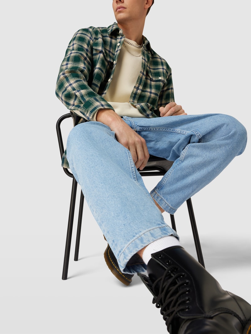Loose Fit Jeans mit Logo-Bund in jeans