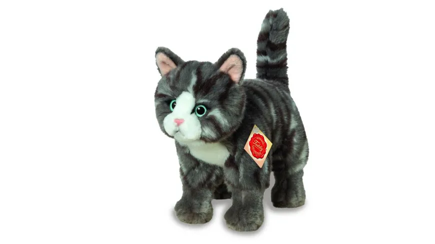 Teddy-Hermann - Katze stehend grau getigert 20 cm
