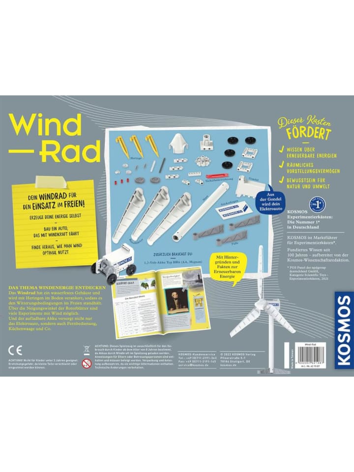 Kosmos Experimentierset Wind-Rad, Outdoor Modell, 90cm hoch, 8-14 Jahre günstig kaufen onesize
