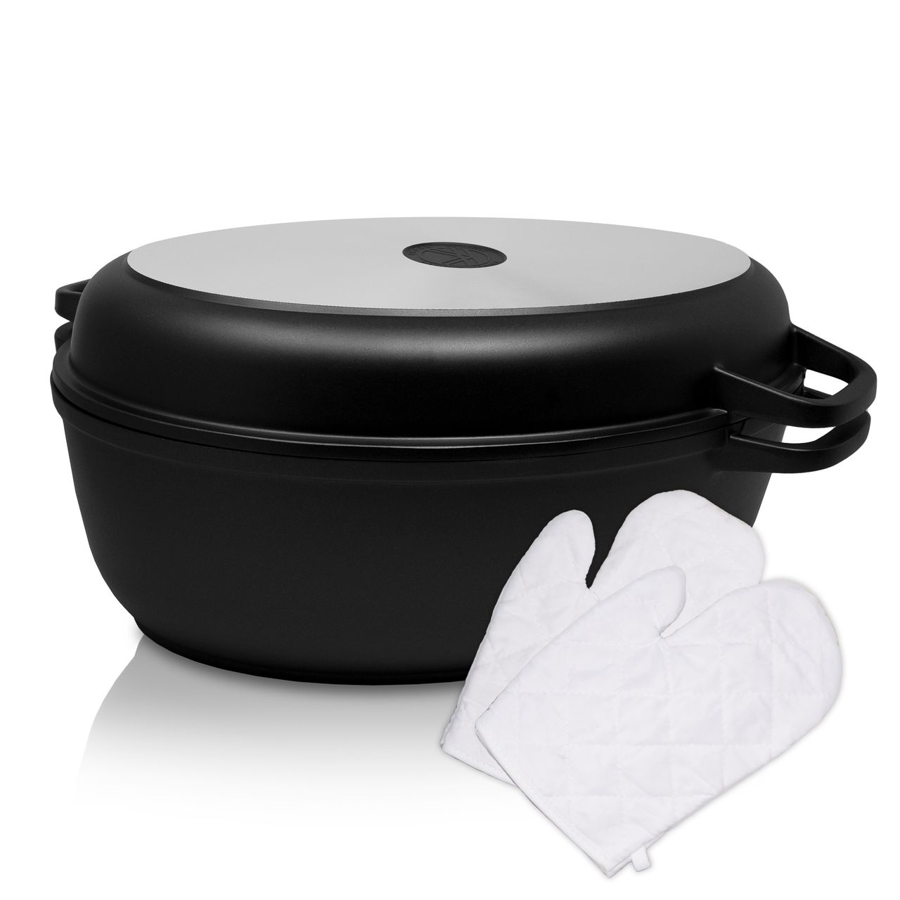 Karl Krüger Aluguss Multibräter LEIPZIG mit Grilldeckel, 38 cm, inkl. 1 Paar Handschuhe