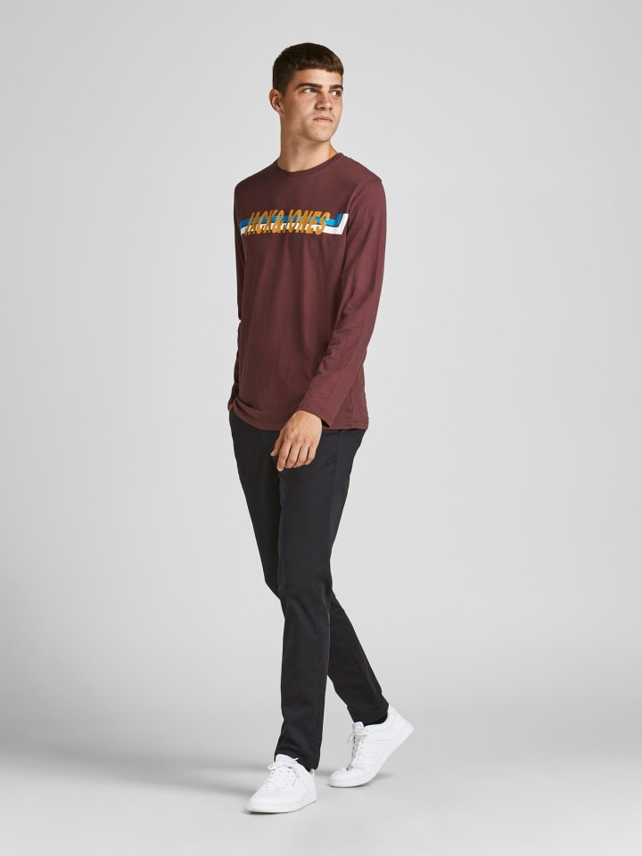 Jack & Jones Baumwolle Stoffhose Chino JPSTMARCO in Schwarz günstig kaufen