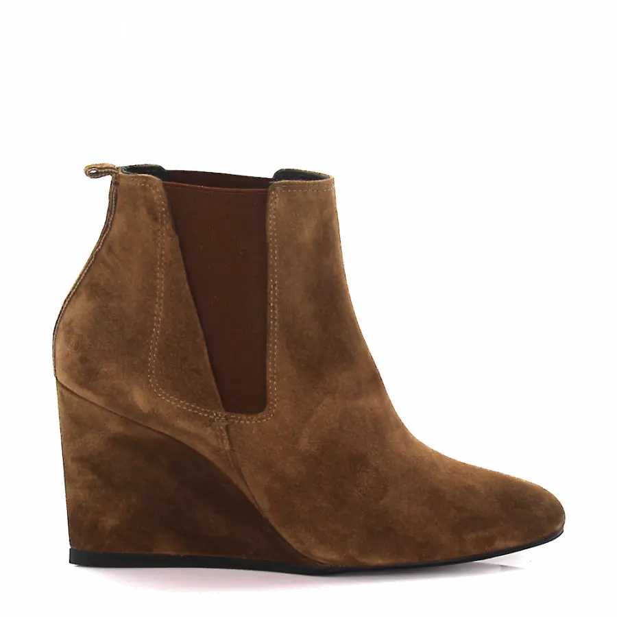 Lanvin - Keilstiefeletten Veloursleder - beige