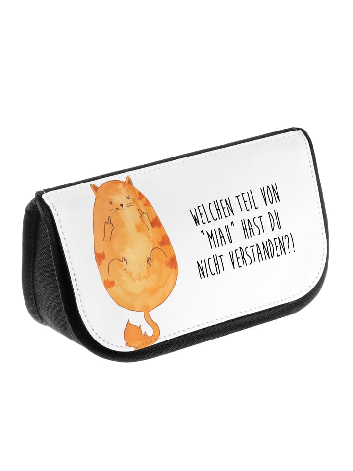 Mr. & Mrs. Panda Kosmetiktasche Katze Mittelfinger mit Spruch in Weiß günstig kaufen onesize