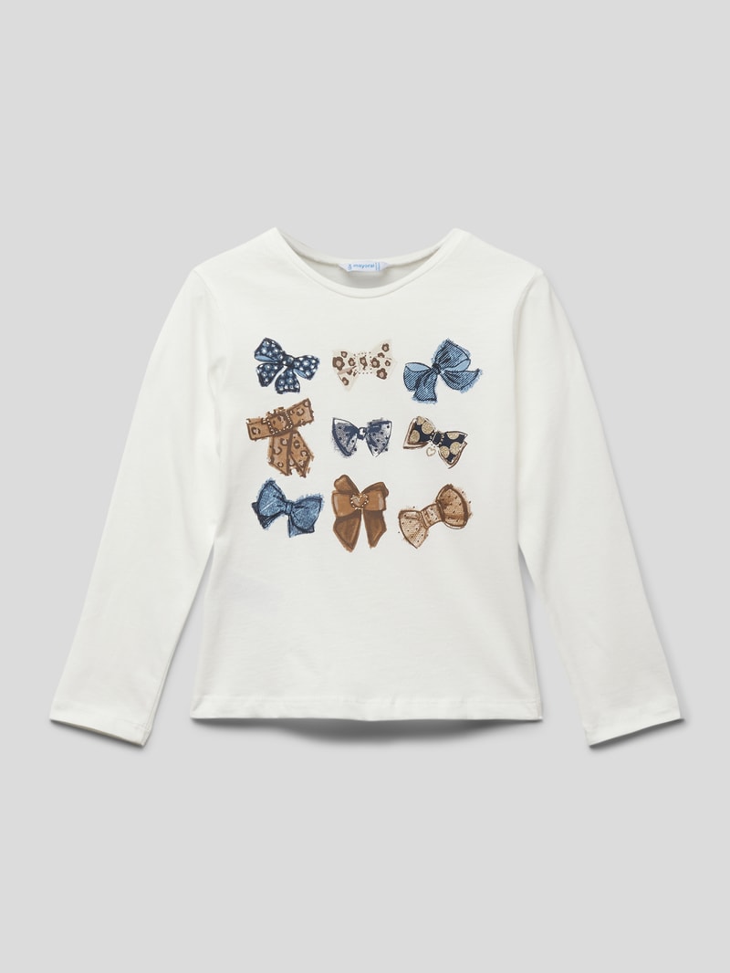 Longsleeve mit Motiv-Stickerei in ecru