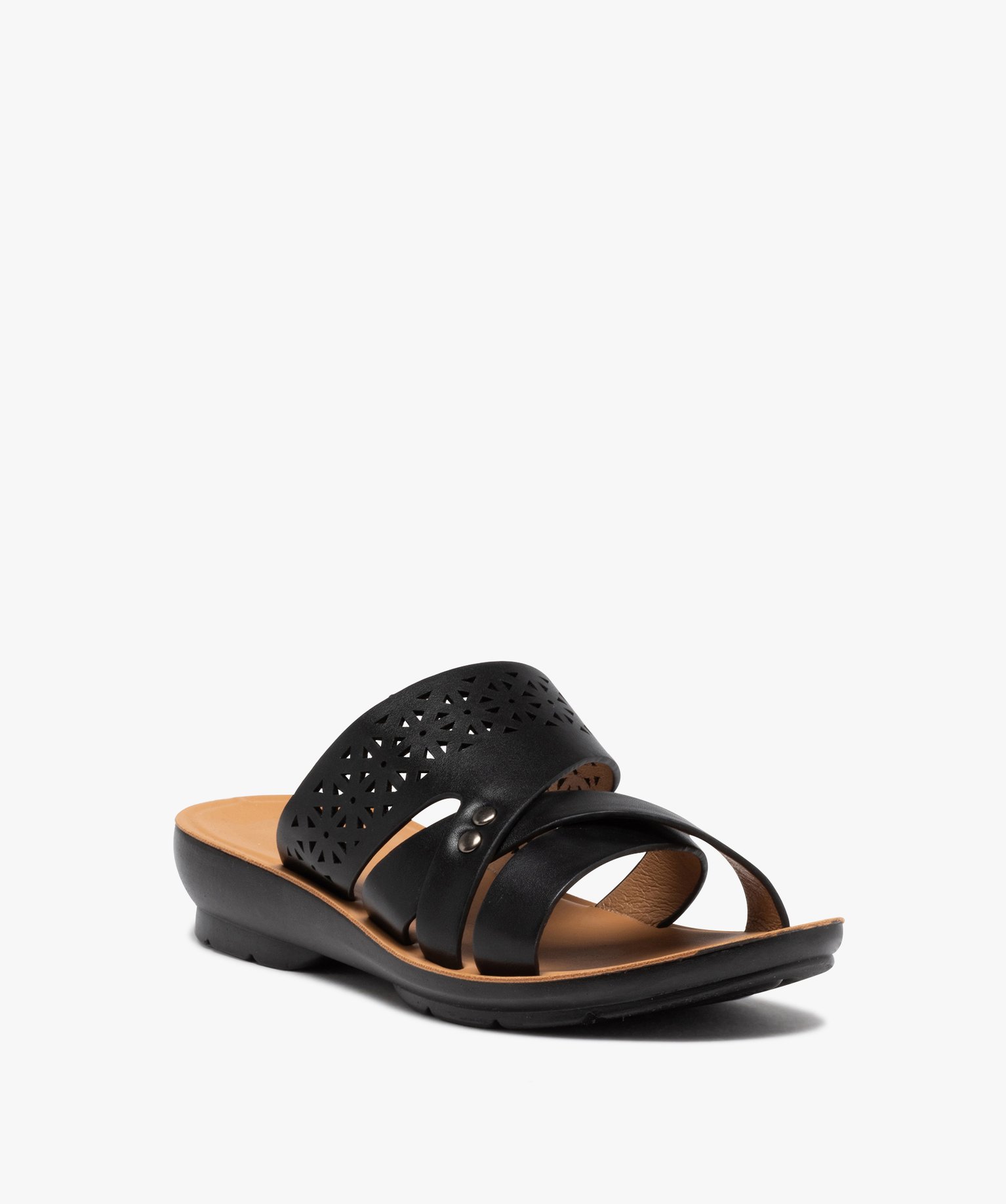 Mules femme confort unies à bride ajourée noir | GEMO