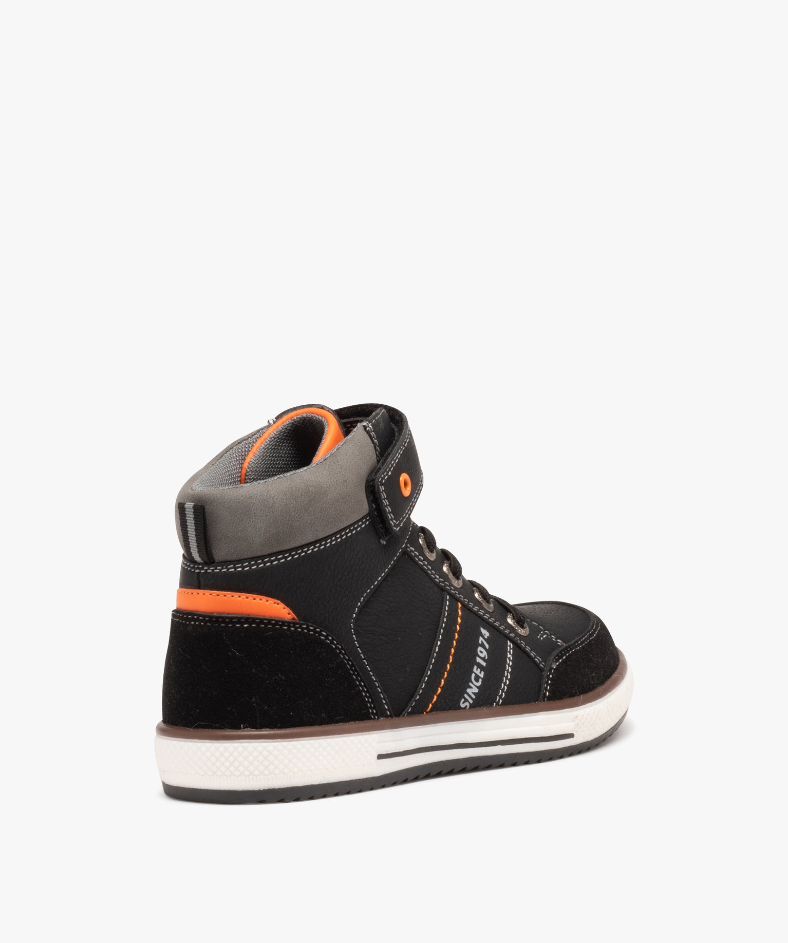 Basket mid-cut fermeture scratch avec surpiqres Garçon noir | GEMO