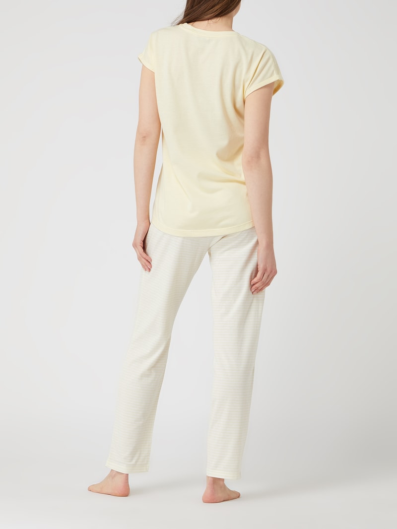 Pyjama mit Streifenmuster in pastellgelb