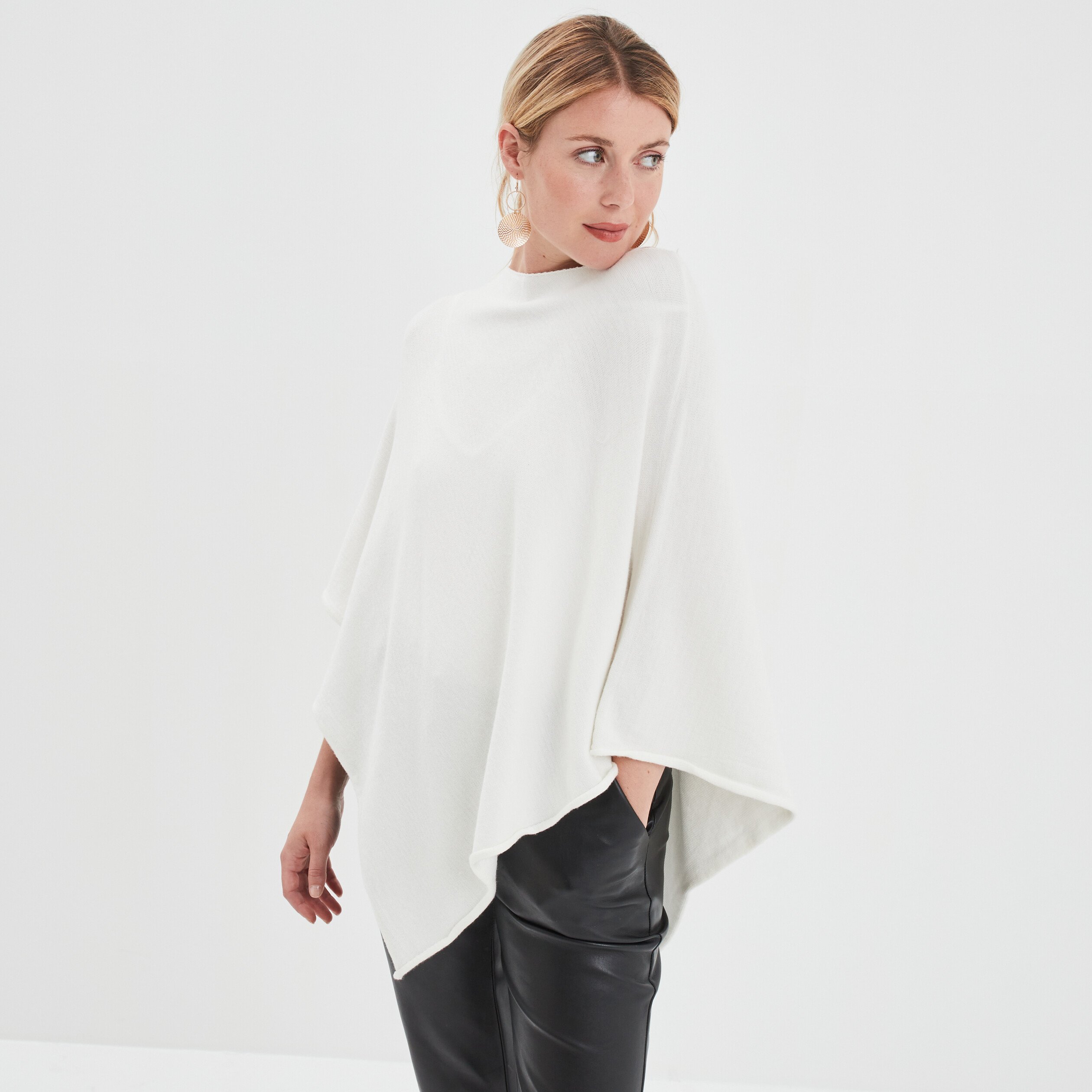 Poncho asymétrique sable femme | La Halle