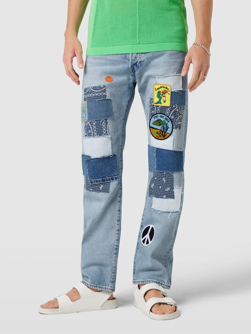Jeans mit Patches Modell 'SURF' in hellblau