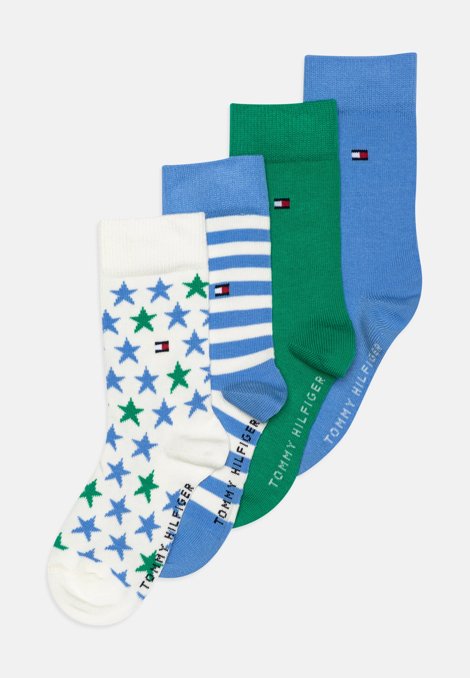 Calcetines unisex Tommy Hilfiger con estrellas y rayas para niños (paquete de 4)